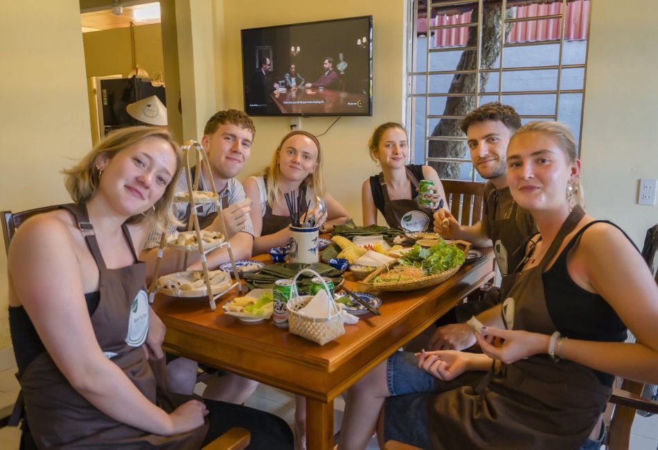 Cooking Class in Hue enjoying a traditional local meal
